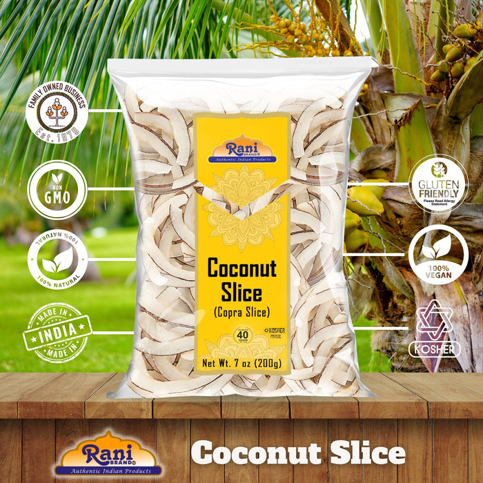 Rani Coconut (Copra) Sliced 7oz (200g) (uncooked, unsweetened) ~ All Natural | Kosher | Vegan | Gluten Friendly