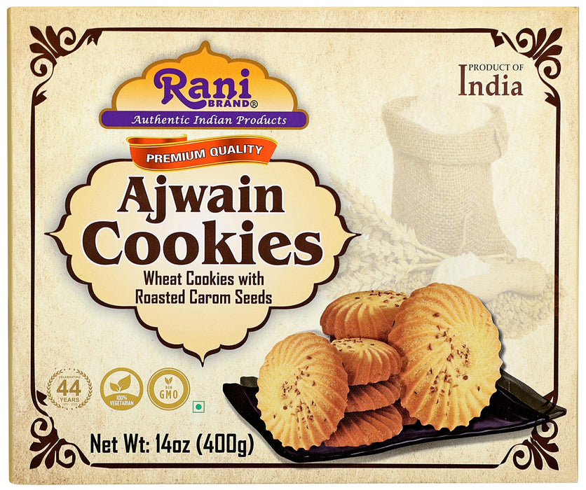 Rani Ajwain Cookies (Wheat Cookies with Roasted Carom Seeds) 14oz (400g) Premium Quality Indian Cookies ~ All Natural | Vegan | Non-GMO | Indian Origin
