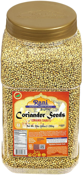 Rani Coriander Seeds 48oz (3lbs) 1.4kg Bulk ~ All Natural | Gluten Friendly | NON-GMO | Vegan | Kosher | Indian Origin