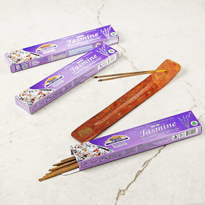 Rani Jasmine Incense (Premium Masala Incense Made of Natural Herbs) 15g x 10 Packets ~ Total of 100 Incense sticks | For Puja Purposes | Indian Origin