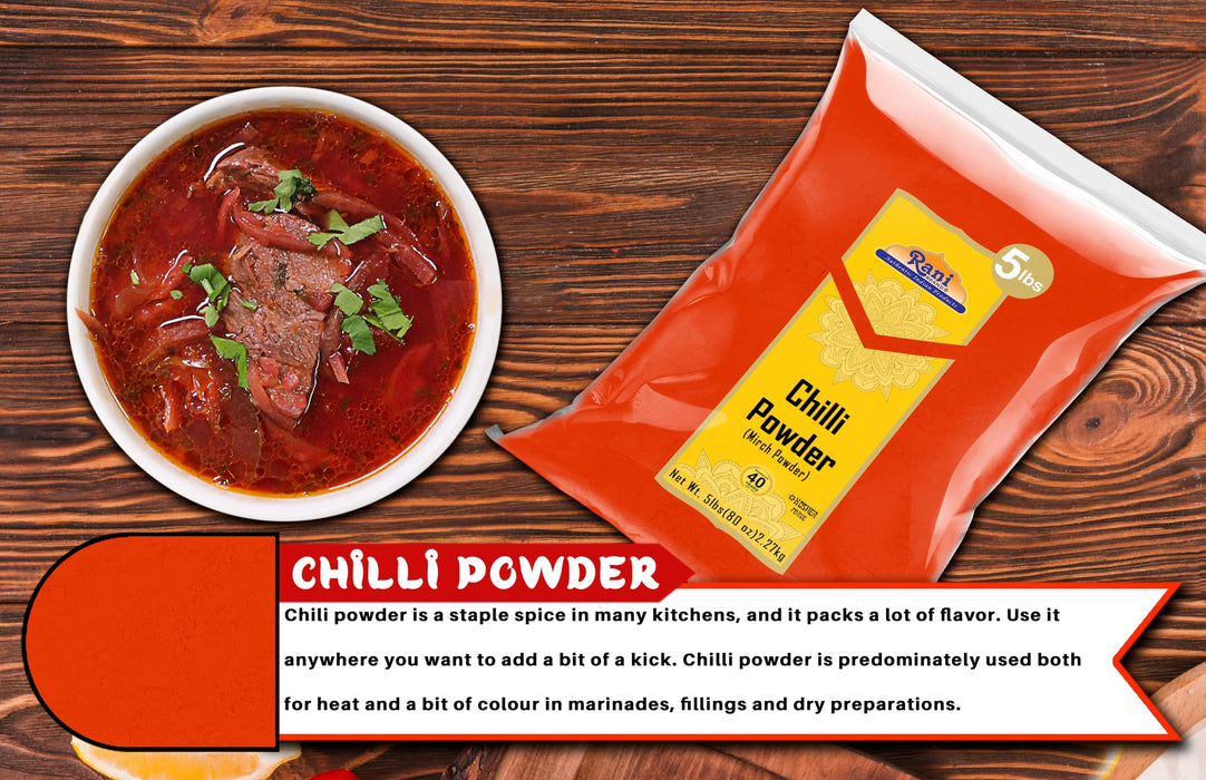 Rani Chilli Powder (Mirchi) Ground Indian Spice 80oz (5lbs) 2.27kg Bulk ~ All Natural | Salt-Free | Vegan | Gluten Friendly | NON-GMO | Kosher | Indian Origin