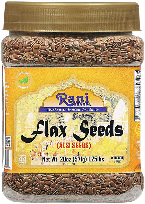 Rani Flax Seeds Whole Raw (Alsi, Linum usitatissimum) 20oz (567g) PET Jar | All Natural ~ Gluten Friendly | NON-GMO | Vegan | Kosher | Product of USA