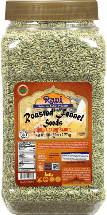 Rani Roasted Fennel Seeds (Bhuna Saunf Sabut) Whole Spice 80oz (5lbs) 2.27kg Bulk PET Jar ~ All Natural | Gluten Friendly | NON-GMO | Kosher | Vegan | Indian Origin