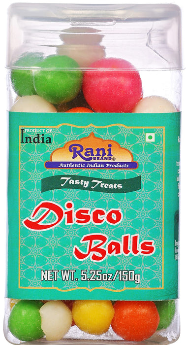 Rani Disco Balls 5.25oz (150g) Vacuum Sealed, Easy Open Top, Resealable Container ~ Indian Tasty Treats | Vegan | Gluten Friendly | NON-GMO | Indian Origin