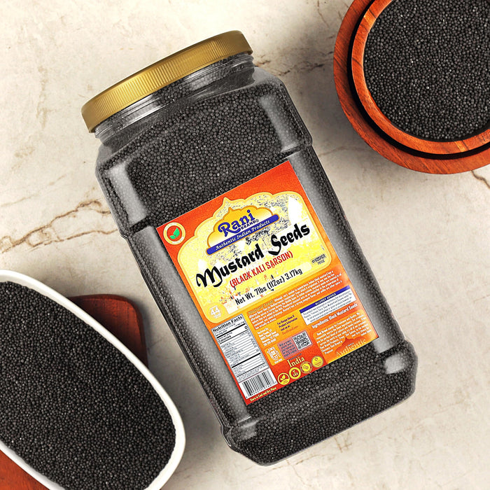 Rani Black Mustard Seeds Whole Spice (Kali Rai) 112oz (7lbs) 3.18kg Bulk PET Jar ~ All Natural | Gluten Friendly | NON-GMO | Vegan | Kosher | Indian Origin