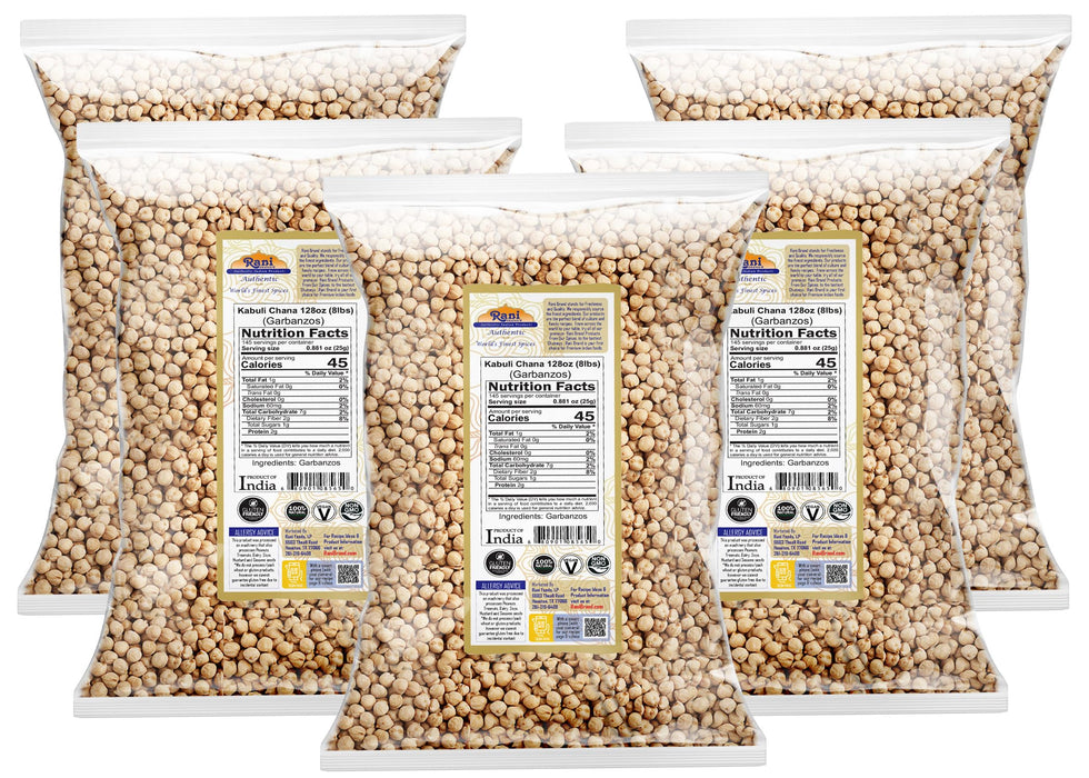 Rani Garbanzo Beans (Kabuli Chana) 8lbs ~ Pack of 5 ~ (40lbs Total!) All Natural | Vegan | Gluten Friendly | NON-GMO | Kosher | Indian Origin