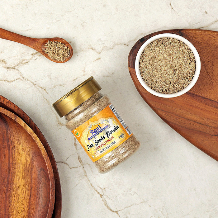 Rani Flax Seeds Powder (Alsi, Linum usitatissimum) 2.6oz (75g) PET Jar | All Natural ~ Gluten Free Ingredients | Non-GMO | Kosher | Vegan | Indian Origin