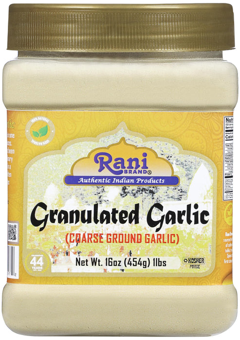 Rani Granulated Garlic (Coarse Ground Garlic) 16oz (1lb) 454g PET Jar ~ All Natural | Gluten Friendly | Vegan | NON-GMO | Kosher | No Salt or fillers | Indian Origin