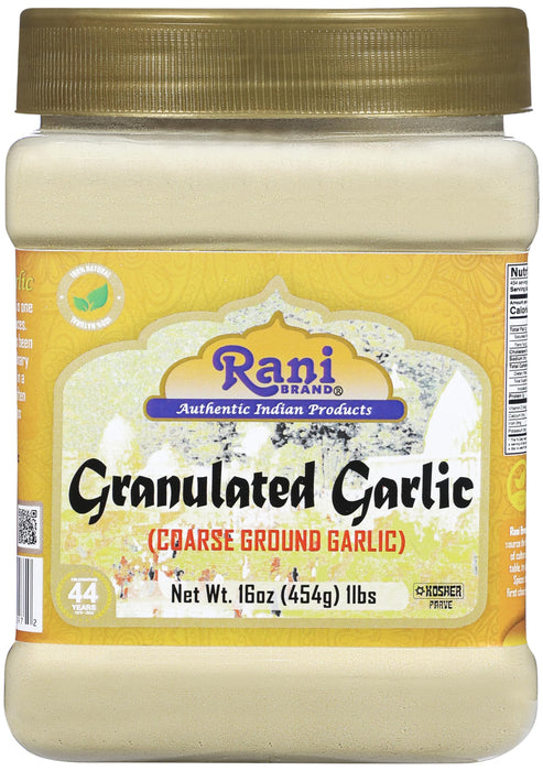 Rani Granulated Garlic (Coarse Ground Garlic) 16oz (1lb) 454g PET Jar ~ All Natural | Gluten Friendly | Vegan | NON-GMO | Kosher | No Salt or fillers | Product of USA