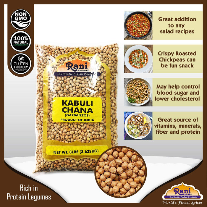 Rani Garbanzo Beans (Kabuli Chana) 8lbs ~ Pack of 5 ~ (40lbs Total!) All Natural | Vegan | Gluten Friendly | NON-GMO | Kosher | Indian Origin