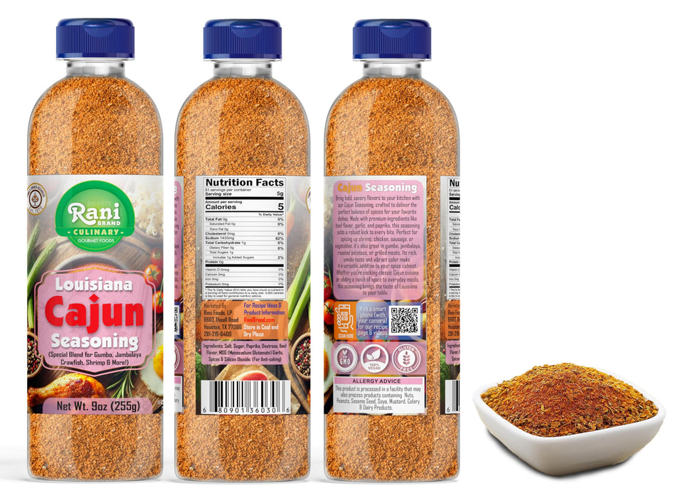 Rani Louisiana Cajun Seasoning (Special Blend for Soup or Gravies) 9oz (255g) PET Jar ~ All Natural | Gluten Friendly | NON-GMO | Kosher | Vegan | Product of USA