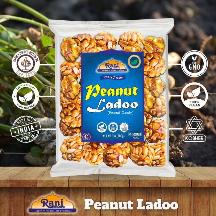 Rani Peanut Ladoo (Round Peanut Brittle Candy) 7oz (200g) x Pack of 20 ~ All Natural | Vegan | Kosher | No colors | Gluten Friendly | Indian Origin