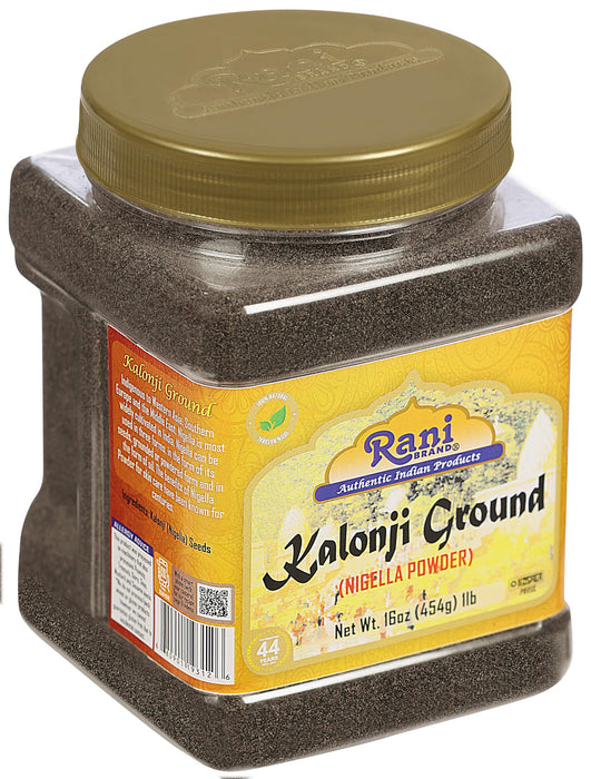Rani Kalonji (Black Seed, Nigella Sativa, Black Cumin) Ground, Powder 16oz (1lb) 454g PET Jar ~ All Natural | Gluten Friendly | NON-GMO | Vegan | Kosher | Indian Origin