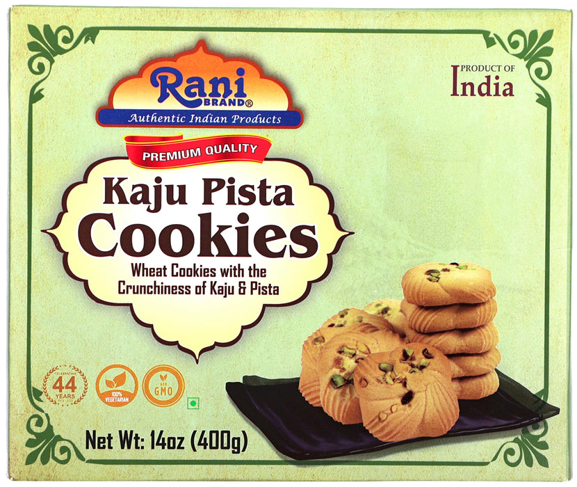 Rani Kaju Pista Cookies (Wheat Cookies with Crunchiness of Kaju & Pista) 14oz (400g) Premium Quality Indian Cookies ~ All Natural | Vegan | Non-GMO | Indian Origin