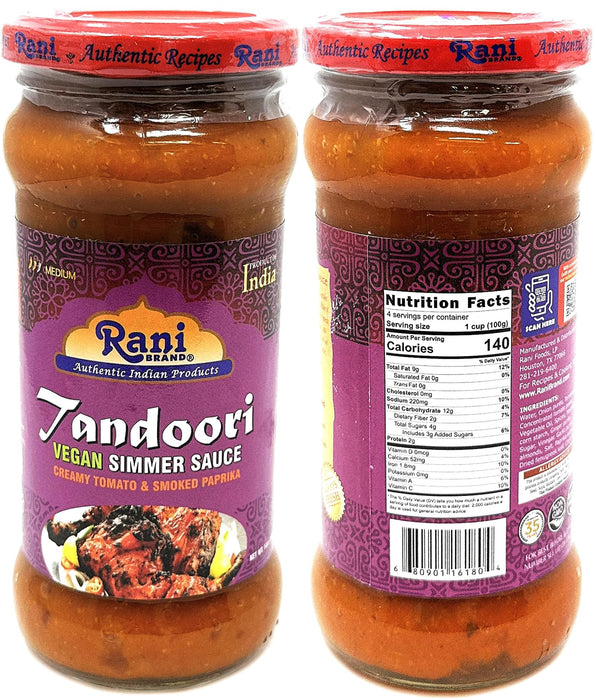 Rani Curry Vegan Simmer Sauces 6-Pack Variety (Tandoori, Tikka, Vindaloo, Korma, Chilli Chicken, Spicy Butter Chicken) 14oz (400g) Glass Jar ~ Easy to Use | All Natural | Gluten Free | Indian Origin