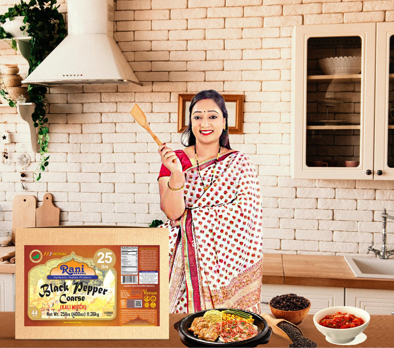 Rani Black Pepper Coarse Ground 28 Mesh (Table Grind), 400oz (25lbs) 11.36kg Bulk Box ~ All Natural | Vegan | Gluten Friendly | NON-GMO | Kosher