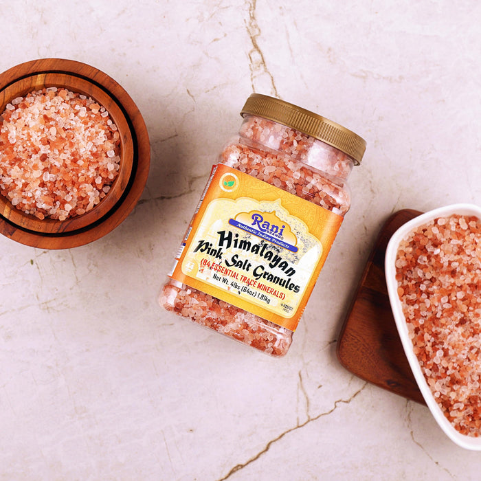 Rani Himalayan Pink Salt Granules (84 Essential Trace Minerals) 64oz (4lbs) 1.81kg PET Jar ~ All Natural | Vegan | Gluten Friendly | NON-GMO | Kosher | Indian Origin