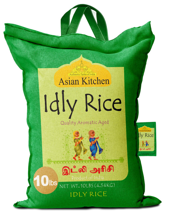 Asian Kitchen Idly (Idli) Rice 10-Pound Bag, 10lbs (4.54kg) Short Grain Rice ~ All Natural | Gluten Friendly | Vegan | Indian Origin | Export Quality