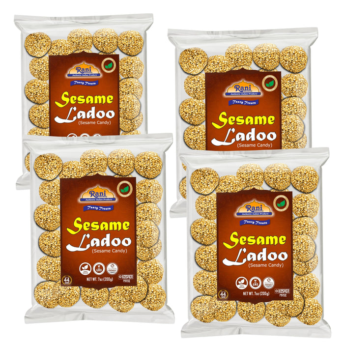 Rani Sesame Ladoo (Round Sesame Brittle Candy) 7oz (200g) x Pack of 4 ~ All Natural | Vegan | Kosher | No colors | Gluten Friendly | Indian Origin