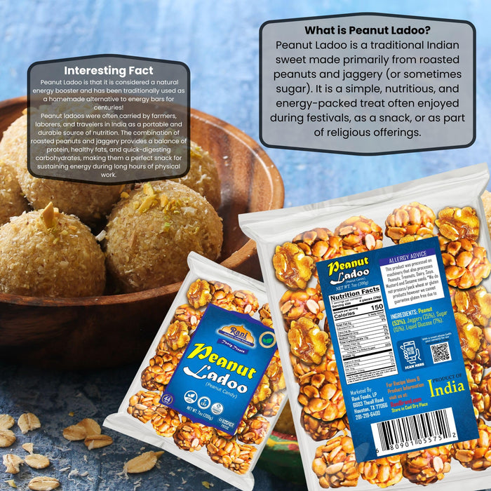 Rani Peanut Ladoo (Round Peanut Brittle Candy) 7oz (200g) x Pack of 20 ~ All Natural | Vegan | Kosher | No colors | Gluten Friendly | Indian Origin