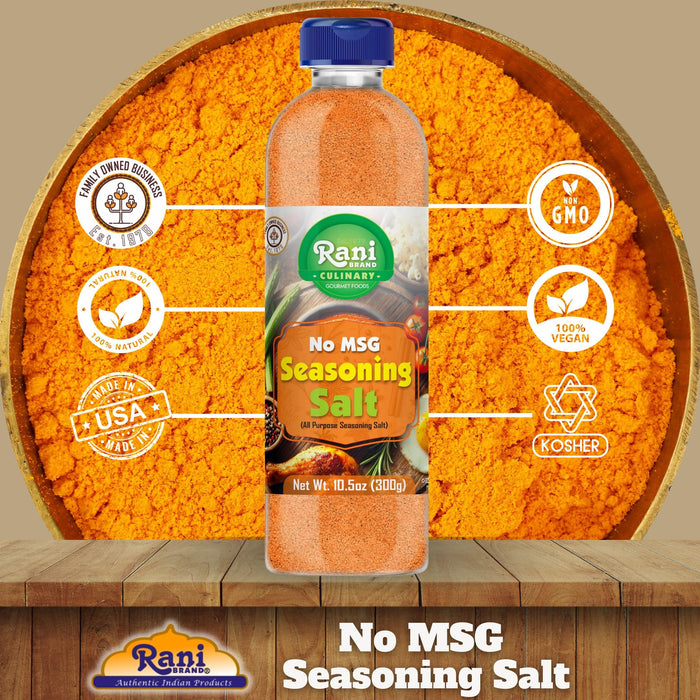 Rani No MSG Seasoning Salt (All Purpose Seasoning Salt) 10.5oz (300g) PET Jar ~ All Natural | Gluten Friendly | NON-GMO | Kosher | Vegan | Product of USA