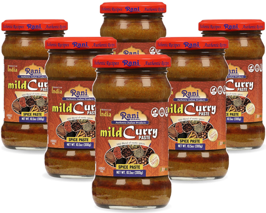 Rani Curry Paste MILD (Spice Paste) 10.5oz (300g) Glass Jar, Pack of 5+1 FREE~No Colors | All Natural | NON-GMO | Kosher | Vegan | Gluten Free | Indian Origin