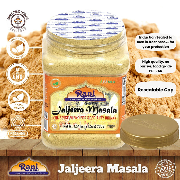 Rani Jal Jeera Masala (14-Spice blend for Spicy Indian Drink) 24.5oz (1.54lbs) 700g PET Jar ~ All Natural | Vegan | No Colors | Gluten Friendly | NON-GMO | Kosher | Indian Origin