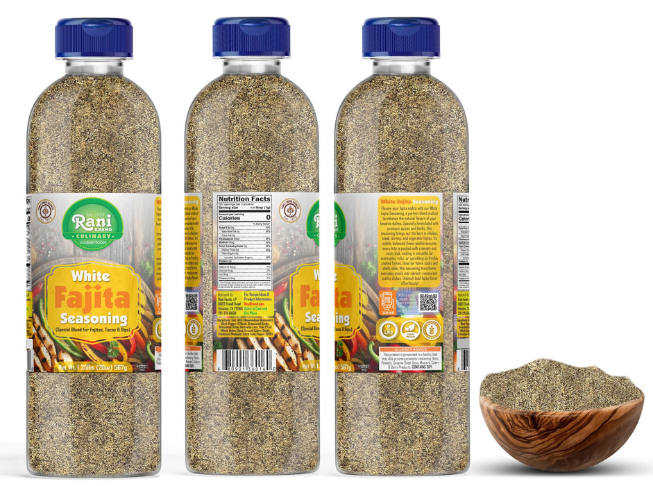 Rani White Fajita Seasoning (Special Blend for Fajitas, Tacos & Dips) 20oz (1.25lbs) 567g PET Jar ~ All Natural | Gluten Friendly | NON-GMO | Kosher | Vegan | Product of USA