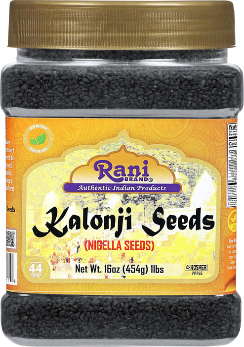 Rani Kalonji Seeds Whole (Black Seed, Nigella Sativa, Black Cumin) 16oz (1lb ) 454g PET Jar ~ All Natural | Gluten Friendly | NON-GMO | Kosher | Vegan