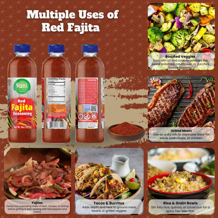 Rani Red Fajita Seasoning (Special Blend for Soup or Gravies) 8oz (227g) PET Jar ~ All Natural | Gluten Friendly | NON-GMO | Kosher | Vegan | Product of USA