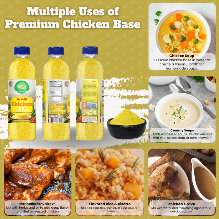 Rani Premium Chicken Base (Special Blend for Soup or Gravies) 19.2oz (1.2lbs) 544g PET Jar ~ All Natural | Gluten Friendly | NON-GMO | Kosher | Vegan | Product of USA