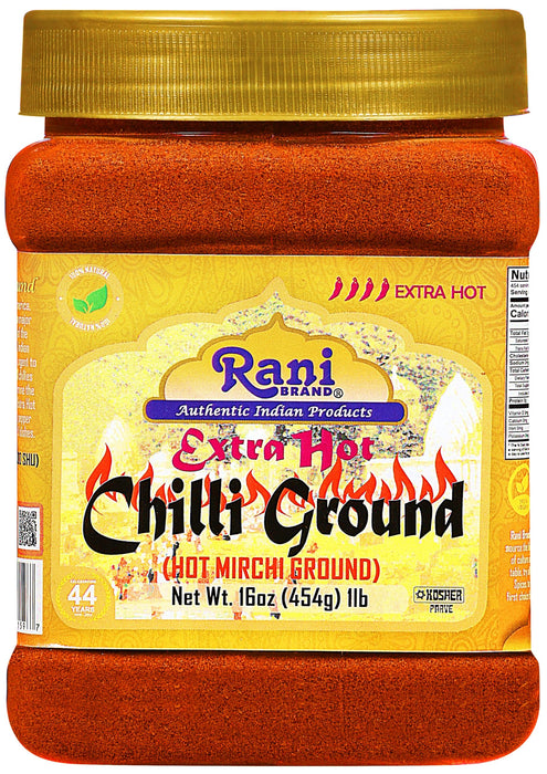 Rani Extra Hot Chilli Powder Indian Spice 16oz (1lb) 454g PET Jar ~ All Natural | Salt-Free | Vegan | No Colors | Gluten Friendly | NON-GMO | Kosher