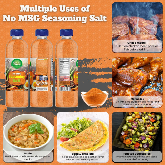 Rani No MSG Seasoning Salt (All Purpose Seasoning Salt) 24oz (1.5lbs) 680g PET Jar ~ All Natural | Gluten Friendly | NON-GMO | Kosher | Vegan | Product of USA