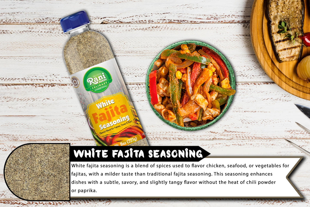 Rani White Fajita Seasoning (Special Blend for Fajitas, Tacos & Dips) 8oz (227g) PET Jar ~ All Natural | Gluten Friendly | NON-GMO | Kosher | Vegan | Product of USA