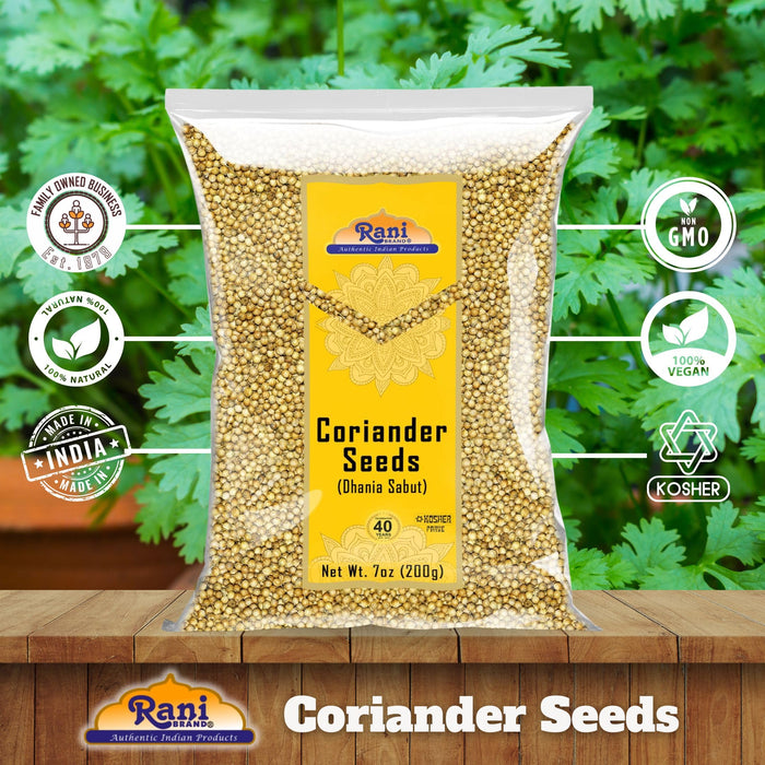 Rani Coriander (Dhania) Seeds Whole, Indian Spice 7oz (200g) ~ All Natural ~ Gluten Friendly | NON-GMO | Kosher | Vegan | Indian Origin