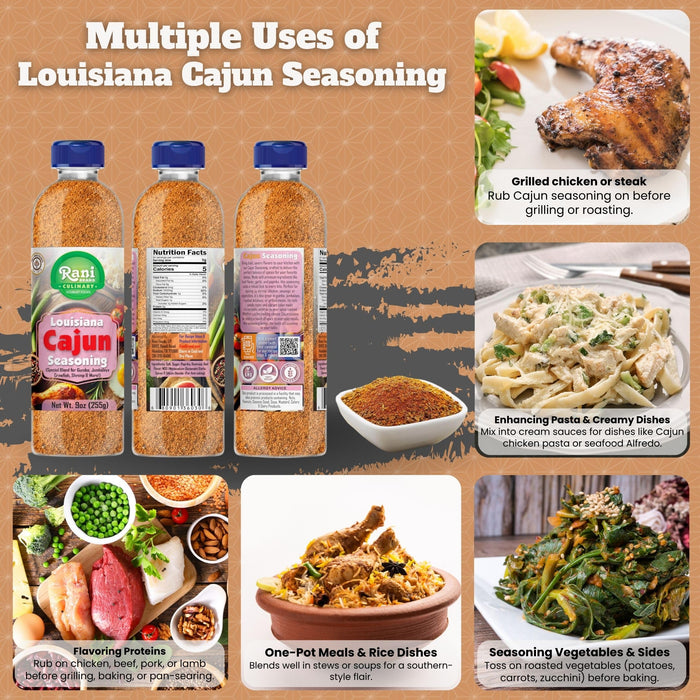 Rani Louisiana Cajun Seasoning (Special Blend for Soup or Gravies) 9oz (255g) PET Jar ~ All Natural | Gluten Friendly | NON-GMO | Kosher | Vegan | Product of USA
