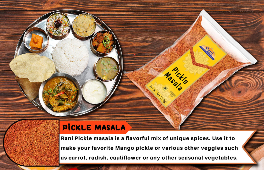 Rani Pickle (Achar) Masala Indian Spice Blend 7oz (200g) ~ All Natural | Vegan | Gluten Friendly | NON-GMO | Kosher | No colors | Indian Origin