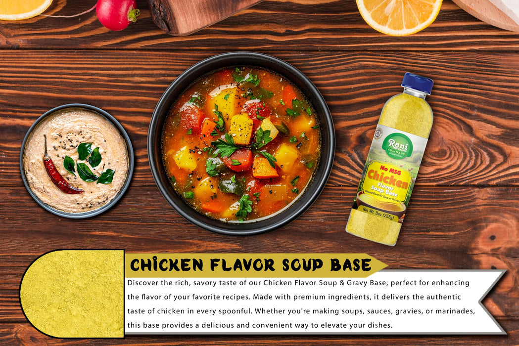 Rani Premium Chicken Base (Special Blend for Soup or Gravies) 9oz (255g) PET Jar ~ All Natural | Gluten Friendly | NON-GMO | Kosher | Vegan | Product of USA