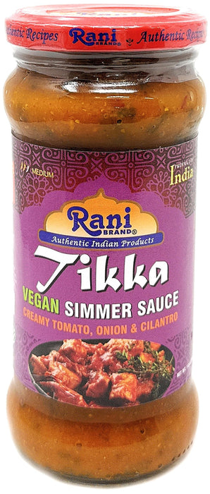 Rani Tikka Curry Vegan Simmer Sauce (Creamy Tomato, Onion & Cilantro) 14oz (400g) Glass Jar ~ Easy to Use | Vegan | No Colors | All Natural | NON-GMO | Gluten Free | Indian Origin