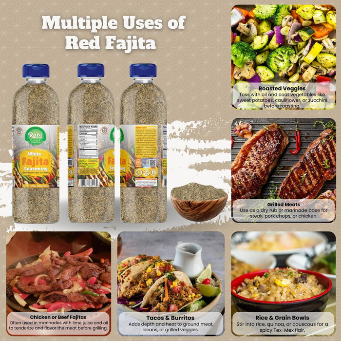 Rani White Fajita Seasoning (Special Blend for Fajitas, Tacos & Dips) 20oz (1.25lbs) 567g PET Jar ~ All Natural | Gluten Friendly | NON-GMO | Kosher | Vegan | Product of USA