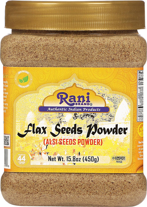 Rani Flax Seeds Powder (Alsi, Linum usitatissimum)15.8oz (450g) PET Jar | All Natural ~ Gluten Free Ingredients | Non-GMO | Kosher | Vegan | Indian Origin