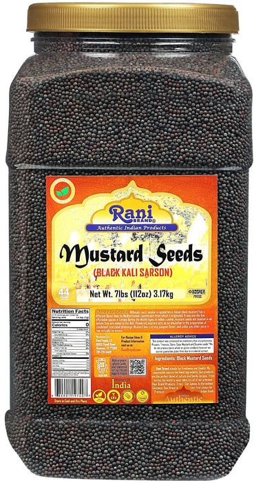 Rani Black Mustard Seeds Whole Spice (Kali Rai) 112oz (7lbs) 3.18kg Bulk PET Jar ~ All Natural | Gluten Friendly | NON-GMO | Vegan | Kosher | Indian Origin