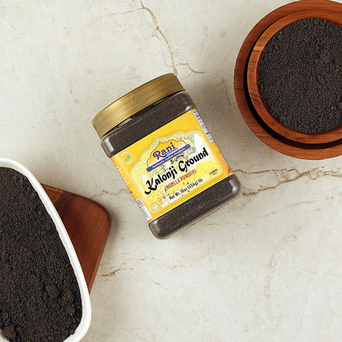 Rani Kalonji (Black Seed, Nigella Sativa, Black Cumin) Ground, Powder 16oz (1lb) 454g PET Jar ~ All Natural | Gluten Friendly | NON-GMO | Vegan | Kosher | Indian Origin
