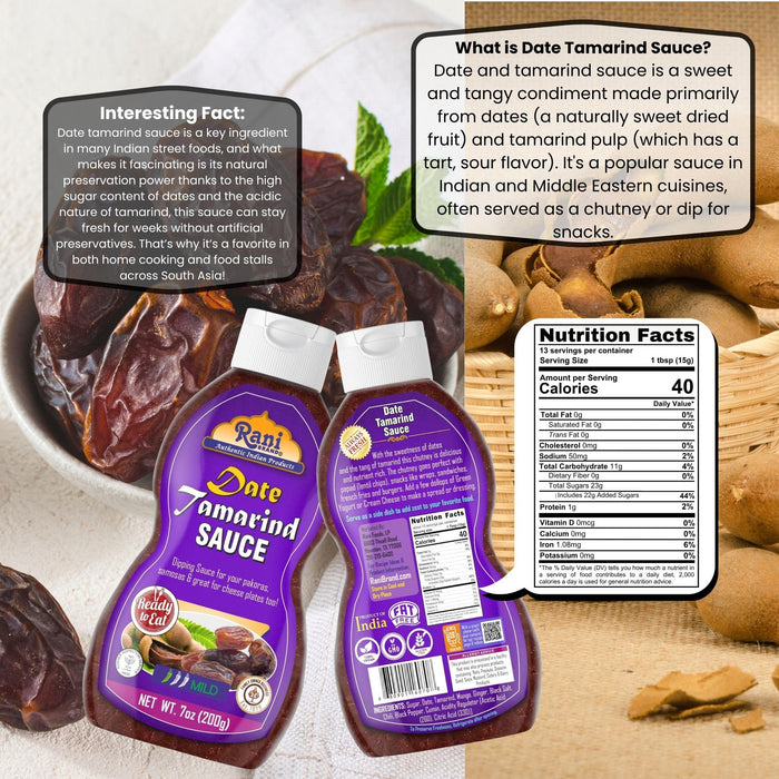Rani Dates & Tamarind Sauce 7oz (200g) Glass Jar, Ready to eat 10.5oz (300g) Vegan ~ Gluten Free | NON-GMO | Kosher | No Colors | Indian Origin