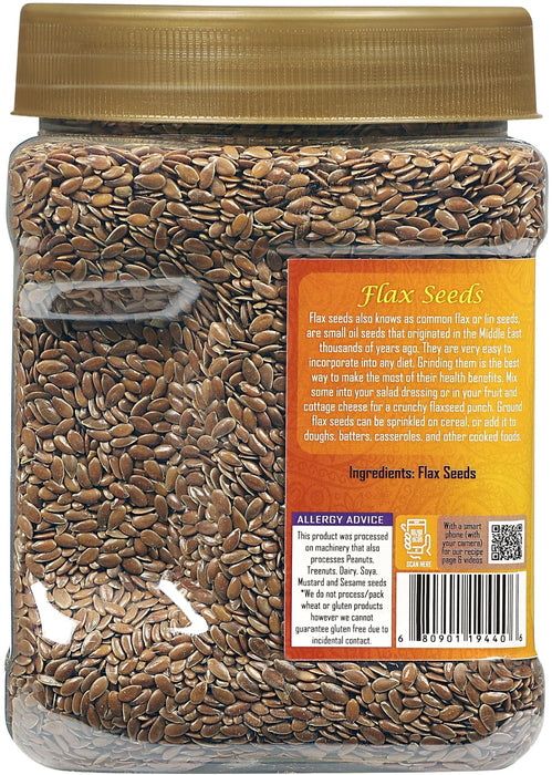 Rani Flax Seeds Whole Raw (Alsi, Linum usitatissimum) 20oz (567g) PET Jar | All Natural ~ Gluten Friendly | NON-GMO | Vegan | Kosher | Indian Origin
