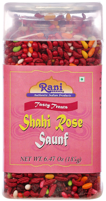Rani Shahi Rose Saunf 6.47oz (185g) Vacuum Sealed, Easy Open Top, Resealable Container ~ Indian Tasty Treats | Vegan | Gluten Friendly | NON-GMO | Indian Origin