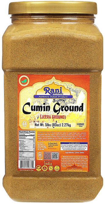 Rani Cumin Powder Spice (Jeera) 80oz (5lbs) 2.27kg Bulk PET Jar~All Natural, Salt-Free | Vegan | No Colors | Gluten Friendly | NON-GMO | Kosher | Indian Origin