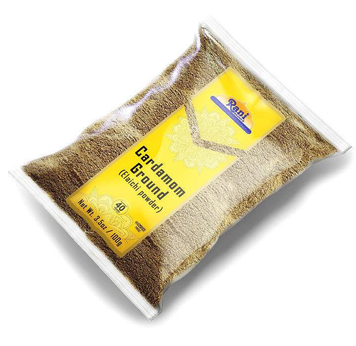 Rani Cardamom (Elachi) Ground, Powder Indian Spice 3.5oz (100g) ~ All Natural | No Color added | Gluten Friendly | Vegan | NON-GMO | Kosher | No Salt or filler
