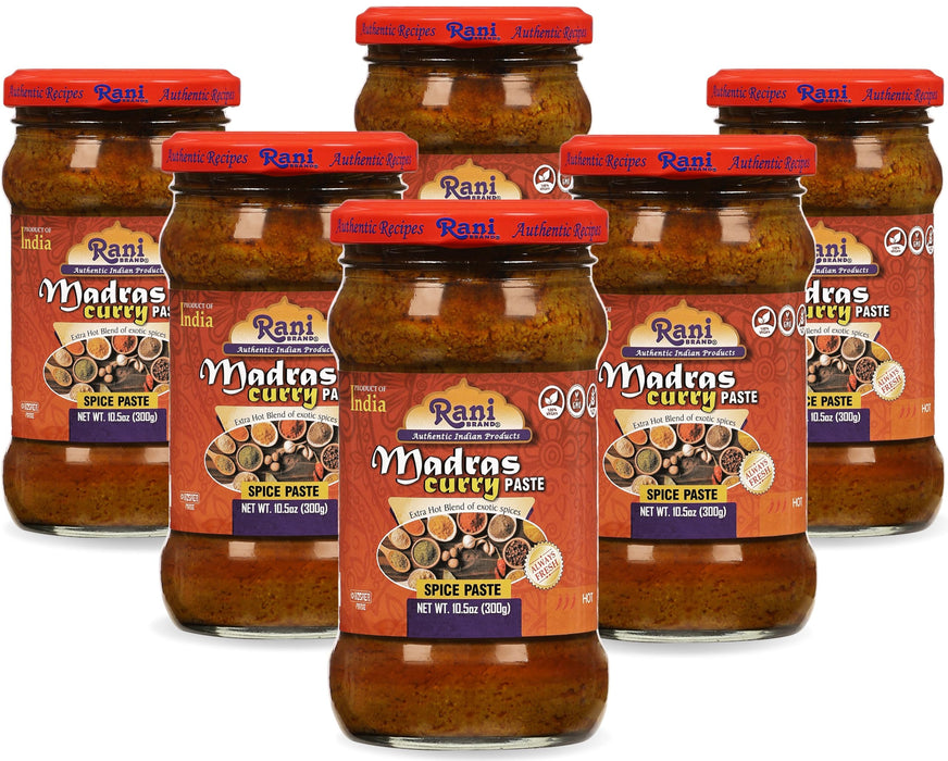 Rani Madras Curry Cooking Spice Paste 10.5oz (300g) Glass Jar, Pack of 5+1 FREE ~ No Colors | All Natural | NON-GMO | Kosher | Vegan | Gluten Free