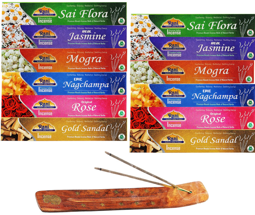 Rani Multi Pack Incense (Premium Masala Incense Made of Natural Herbs) 2 of Each Scents (Total of 12 Packets) ~ Total of 120 Incense sticks | For Puja Purposes | Indian Origin